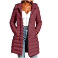 thumbnail image 1 of Inleife Women's Solid Quilted Puffer Jacket with Hooded Design Long Sleeves Front Zipper Closure Two Side Pockets Mid-Length Jackets for Winter, 1 of 6