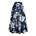 thumbnail image 1 of Inleife Women's Summer Floral Printing Skirts Drawstring Pocket Elastic Waist Skirt Navy M, 1 of 5