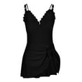 thumbnail image 1 of Inleife Women's Swim Dress Swimwear Swimsuits Bandage V-Neck Asymmetrical Hemline One Piece Swimsuits, 1 of 5