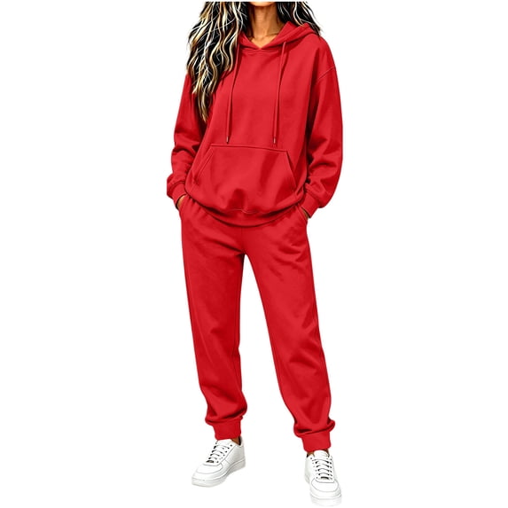 Inleife Women's Two Piece Tracksuit Set with Drawstring Hooded Top and Cuffed Bottom Leg Pants, Relaxed Fit Comfortable Outfit for Fall Winter