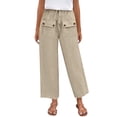 thumbnail image 1 of Inleife Women's Wide Leg Pants Women's Solid Color Elastic Waist Drawstring with Pocket Pants, 1 of 6