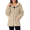 thumbnail image 1 of Inleife Women's Zip Up Jackets Fleece Hoodie Turndown Collar Long Sleeve Fall Winter Outerwear Casual Fuzzy Coats With Pockets, 1 of 5