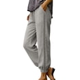 thumbnail image 1 of Inleife Womens Breathable Summer Beach Pants Ladies Lace Trim Elastic Waist Joggers with Pockets Casual Trousers for Daily Wear, 1 of 6