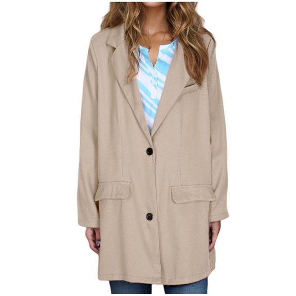 Inleife Womens Business Attire Solid Color Long Sleeve Breasted Cardigan Suit Coat Top
