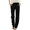 thumbnail image 1 of Inleife Womens Casual Trousers Fashion Solid Color Drawstring Elastic High Waist Straight Barrel Pants, 1 of 6