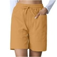 thumbnail image 1 of Inleife Womens Drawstring Casual Shorts Solid Color Wrinkle Elastic Drawstring Waist Shorts Pocket, 1 of 6