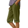 thumbnail image 1 of Inleife Womens Five Points Shorts Women's Summer Cotton And Linen Solid Color Pockets Solid Color Elastic Waist Half Shorts Pants, 1 of 4