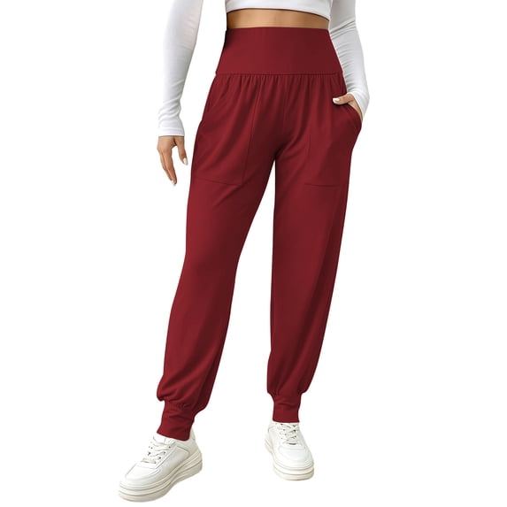 Inleife Womens High Waisted Jogger Pants Elastic Waist Casual Sweatpants with Pockets Tapered Pants for Gym Workout