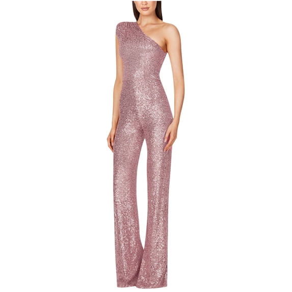 Inleife Womens Jumpsuits Women Suspender Deep V Backless Sleeveless Temperament Spicy Girl Sequin Jumpsuit