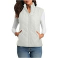 thumbnail image 1 of Inleife Womens Ladies Winter Vests Sleeveless Fleece Jacket Zip Up Stand Collar Long Warm Drawstring Coat With Pockets Outerwear, 1 of 6