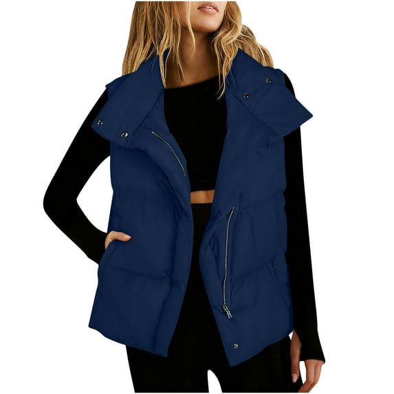 Inleife Womens Ladies Winter Vests Sleeveless Fleece Jacket Zip Up Turn Down Collar Warm Coat With Pockets Outerwear
