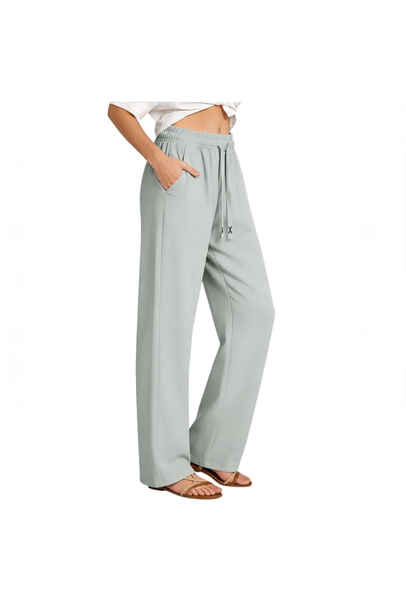 Womens Lightweight Quick Dry Straight Leg Pants Elastic Drawstring Waist Casual Outdoor Pants