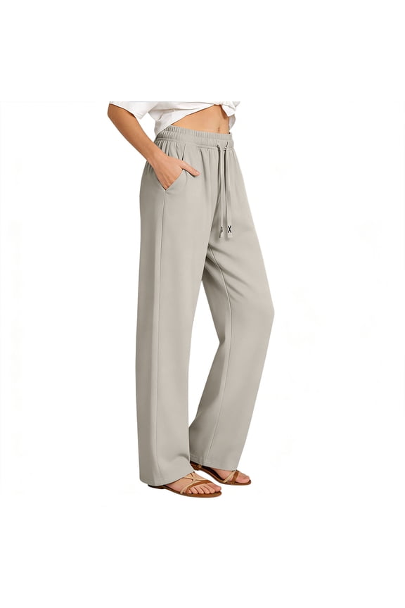 Womens Lightweight Quick Dry Straight Leg Pants Elastic Drawstring Waist Casual Outdoor Pants