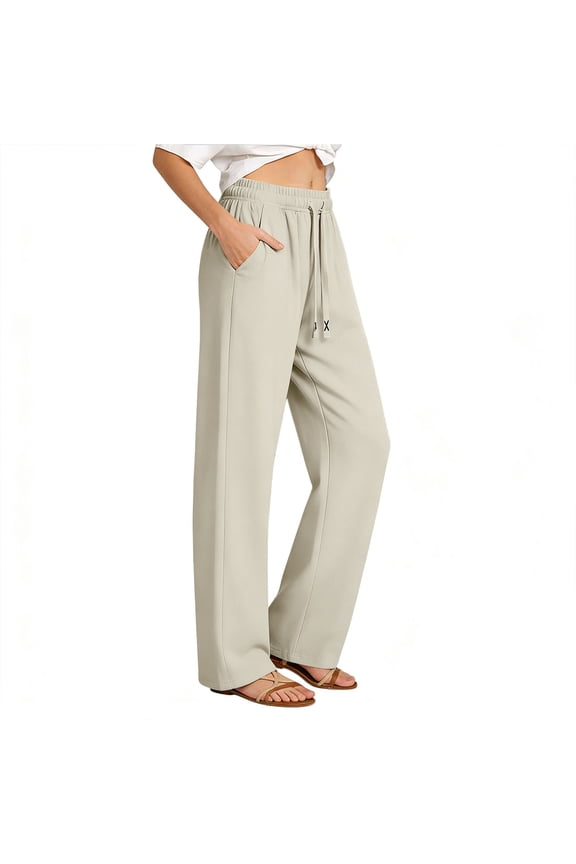 Womens Lightweight Quick Dry Straight Leg Pants Elastic Drawstring Waist Casual Outdoor Pants