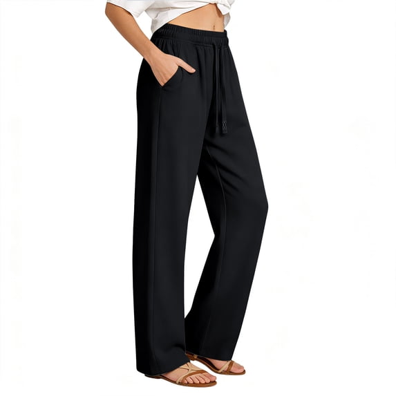 Inleife Womens Lightweight Quick Dry Straight Leg Pants Elastic Drawstring Waist Casual Outdoor Pants