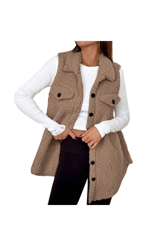Womens Outerwear Vests Fashion Women Pocket Coat Long Jacket Winter Sleeveless Down Cotton Waistcoat