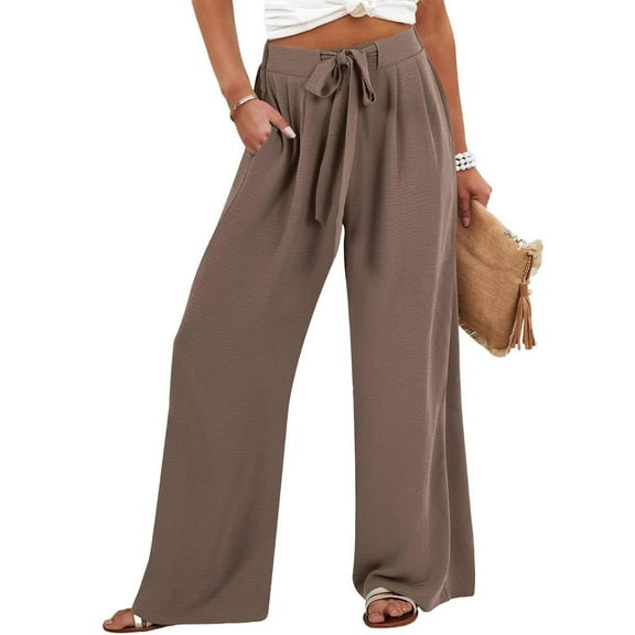 Inleife Womens Pants Casual Pockets Elastic Waist Pants Women's Summer Loose Long Trousers Pants