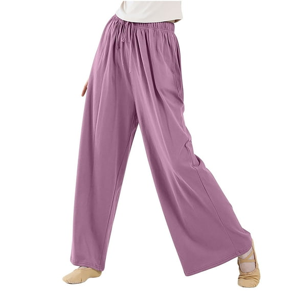 Inleife Womens Pants Fashion Casual Solid Color Elastic Loose Pants Women's Summer Straight Wide Leg Trousers Pants