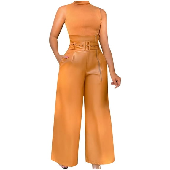 Inleife Womens Pants Clearance Women's Fashion Tight And Personalized Folded Half Zipper Micro Flap Pants Long Leather Pants