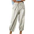 thumbnail image 1 of Inleife Womens Pants Plus Size Fashion Women Summer Casual Loose Cotton And Linen Pocket Trousers Pants, 1 of 6