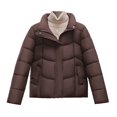 thumbnail image 1 of Inleife Womens Parkas Jacket Women's Solid Color Long-Sleeved Hoodless Zipper Warm Jacket, 1 of 4