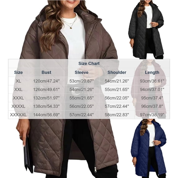 Inleife Womens Quilted Hooded Jackets Long Sleeve Zipper Padded Jacket Loose Fit Winter Warm Outerwear with Pockets
