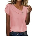 thumbnail image 1 of Inleife Womens Shirts Clearance Women Blouse Plain Casual Short Sleeve Elegant Vintage Fashion V-Neck Regular Button Tops, 1 of 6