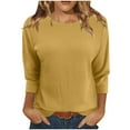 thumbnail image 1 of Inleife Womens Shirts Women's Fashionable Solid Round Neck 3/4 Sleeves Casual T-Shirt Tops Blouses, 1 of 6