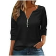 thumbnail image 1 of Inleife Womens Shirts Three Quarter Sleeves Fashionable Women's Casual 3/4 Sleeve Round Neck Solid Color Off Shoulder Top, 1 of 6