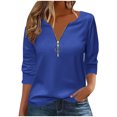 thumbnail image 1 of Inleife Womens Shirts Three Quarter Sleeves Fashionable Women's Casual 3/4 Sleeve Round Neck Solid Color Off Shoulder Top, 1 of 6