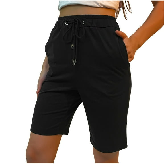 Inleife Womens Short Pants Fashion Women Elastic Forces Waist Casual Pockets Button Five Cents Pants