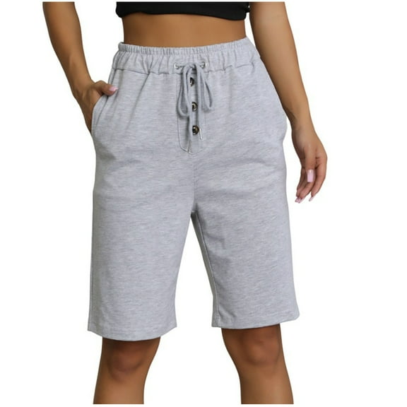 Inleife Womens Short Pants Fashion Women Elastic Forces Waist Casual Pockets Button Five Cents Pants