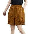 thumbnail image 1 of Inleife Womens Short Wide Leg Pants Fashion Women Elastic Forces Waist Casual Pockets Cotton And Linen Pants, 1 of 5