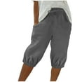 thumbnail image 1 of Inleife Womens Shorts Women's Summer Solid Ribbed Casual Knitted Elastic Waist Sports Shorts with Pockets, 1 of 6