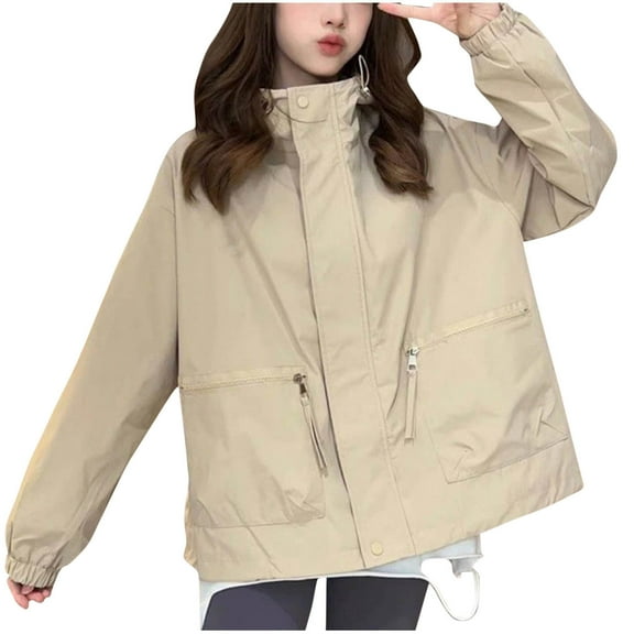 Inleife Womens Solid Color Casual Cardigan Jacket Long Sleeved Hooded Casual Jacket