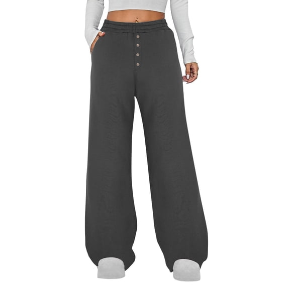 Inleife Womens Solid Color Elastic High Waistband Pocket Casual Sports Jogging Pants Sweatpants