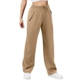 thumbnail image 1 of Inleife Womens Solid Color Elastic Sweatpants Drawstring Zipper Multi-Pocket Casual Sports Pants Overalls, 1 of 5