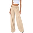 thumbnail image 1 of Inleife Womens Solid Color Elastic Waist Sports Casual Comfy Pants with Side Pockets, 1 of 6