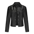 thumbnail image 1 of Inleife Womens Solid Color Short Thin Faux Leather Jacket Long Sleeved Casual Short Jacket Tops for Women, 1 of 6
