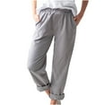 thumbnail image 1 of Inleife Womens Summer Pants Clearance Women Casual Solid Color Pockets Elastic Waist Comfortable Straight Pants, 1 of 4
