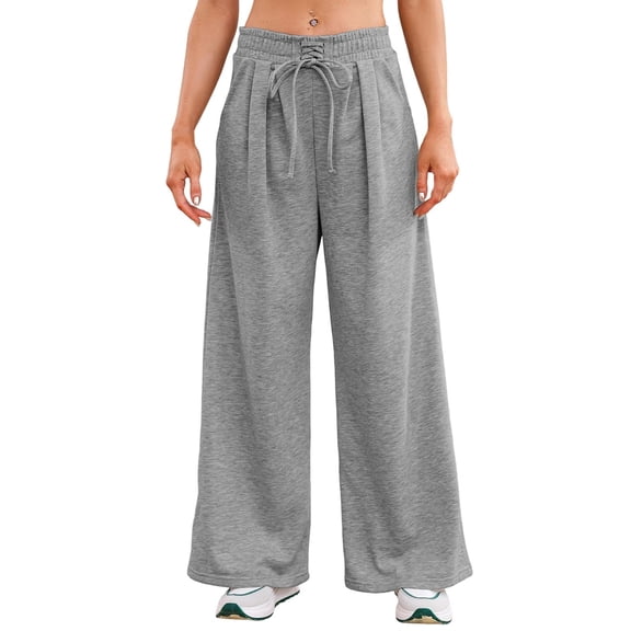 Inleife Womens Wide Leg Corduroy Sweatpants Drawstring Fall Winter Casual Loose Flowy Ruffle Pants