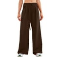 thumbnail image 1 of Inleife Womens Wide Leg Corduroy Sweatpants Drawstring Fall Winter Casual Loose Flowy Ruffle Pants, 1 of 6