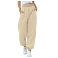 thumbnail image 1 of Inleife Womens joggers Solid Color Loose-Fitting Casual Sports Jogging Trousers With Pockets, 1 of 5