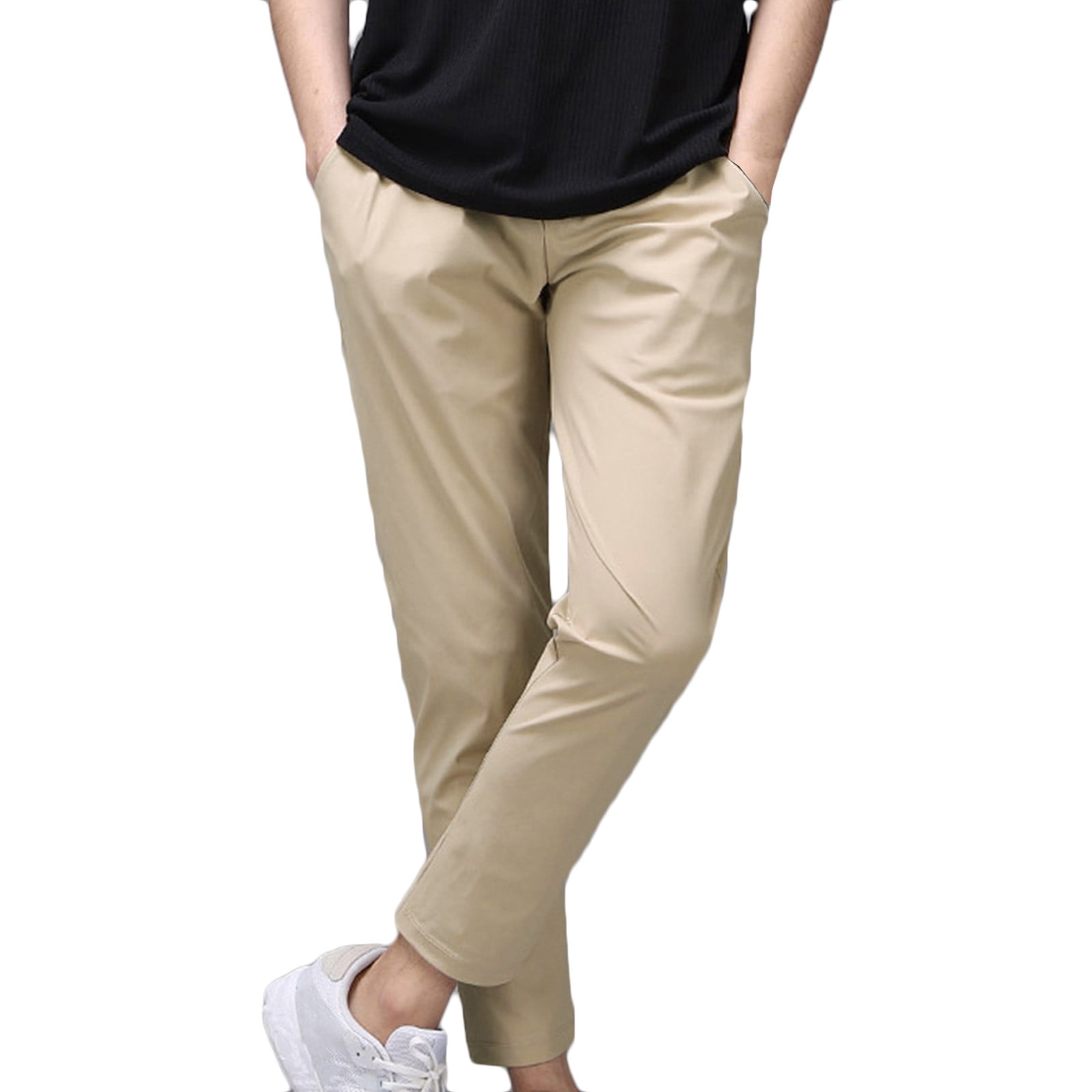 Inleife men's pants stretch Men Fashion Solid Casual Elastic Waist ...
