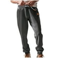 thumbnail image 1 of Inleife men's pants stretch Men's Drawstring Elastic Waist And Solid Color Pocket Hoodie Binding Leg Pants Tracksuit Pants, 1 of 5