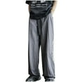 thumbnail image 1 of Inleife men's wide leg pants, Men's Fashion Casual Streak Solid Color Elastic Rope Pants Sports Pants, 1 of 3