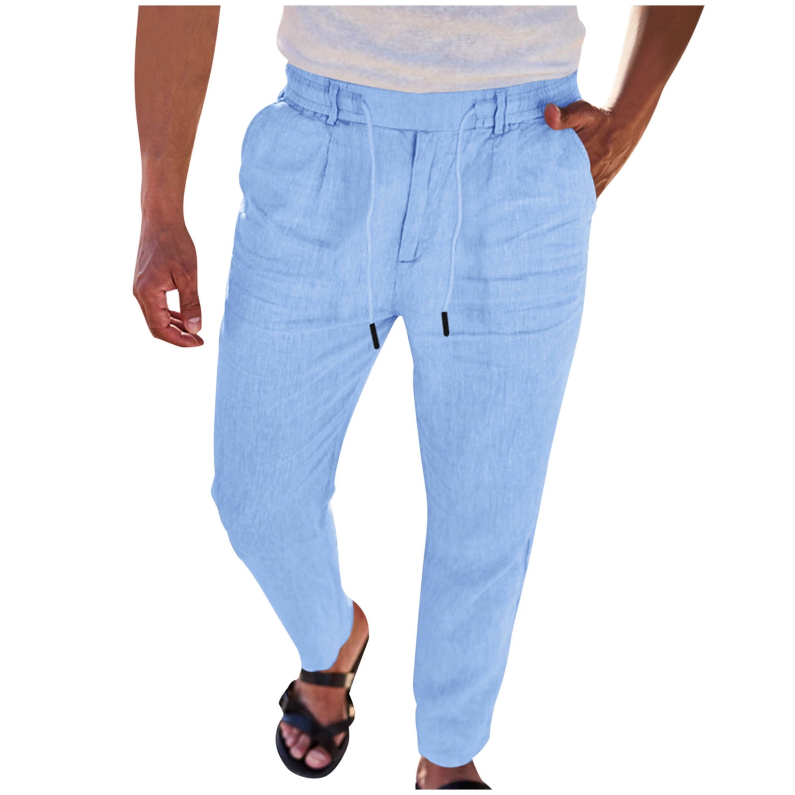 Inleife mens pants clearance under $10 Men Leisure Time Solid Color ...