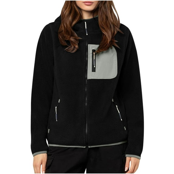 Inleife winter coats for women women's new trendy long sleeved plush pocket tops coat