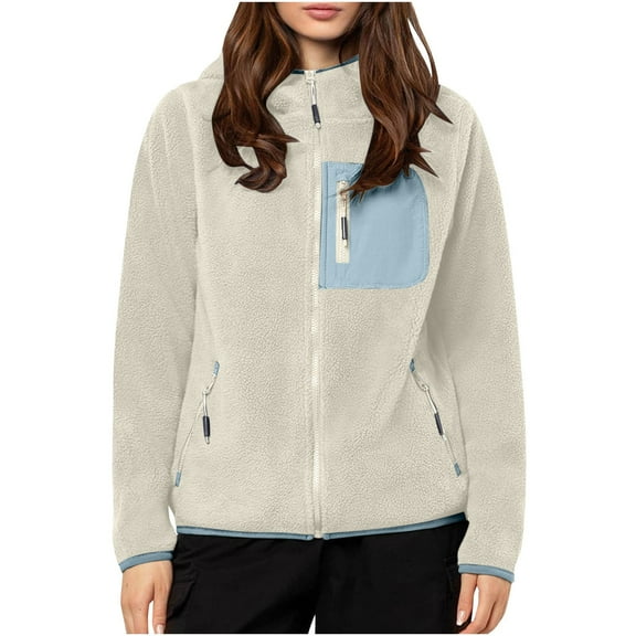 Inleife winter coats for women women's new trendy long sleeved plush pocket tops coat