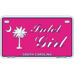 Inlet Girl SC Pink Novelty Metal License Plate 7" x 4" Motorcycle (MP)